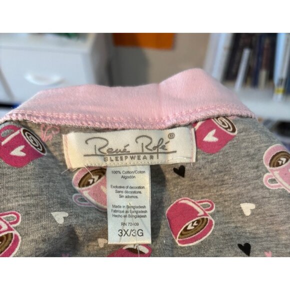 Rene Rofe NWT Pink V Neck Nightshirt I Need Coffee Graphic Sz 3X Sleepwear - Picture 5 of 6